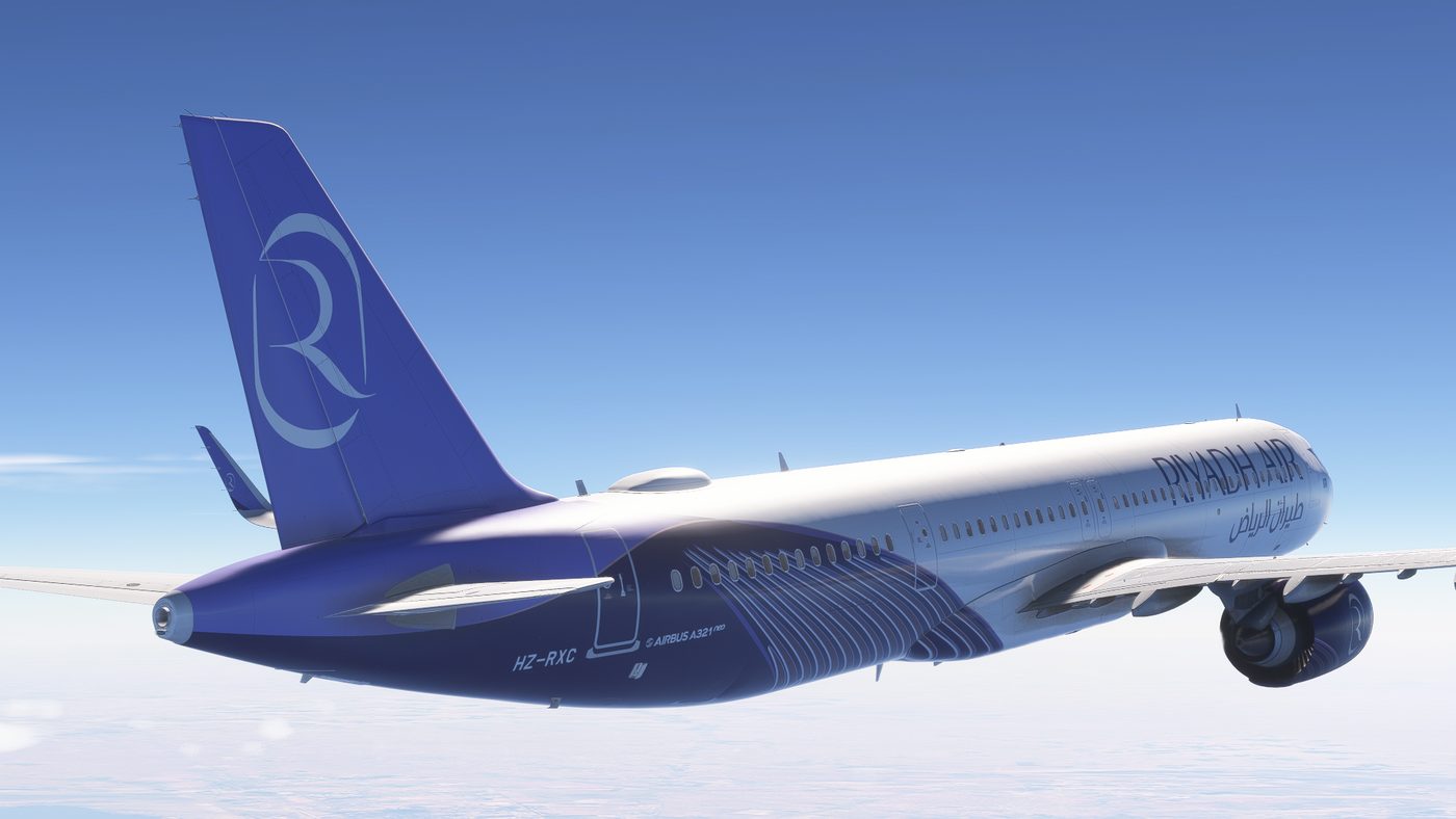 Riyadh Air Virtual A321neo tail and rear fuselage, registration HZ-RXC